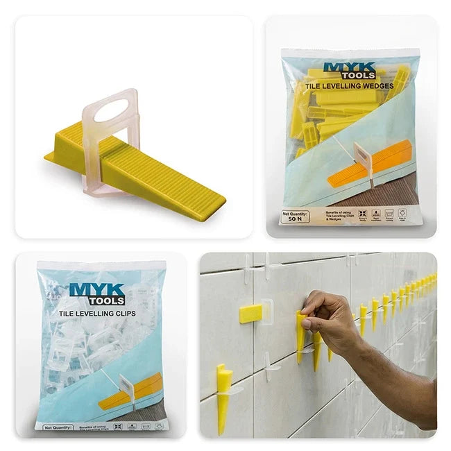 MYK Laticrete Tile Levelling Clips with Wedges - Pack of 50, 2 MM