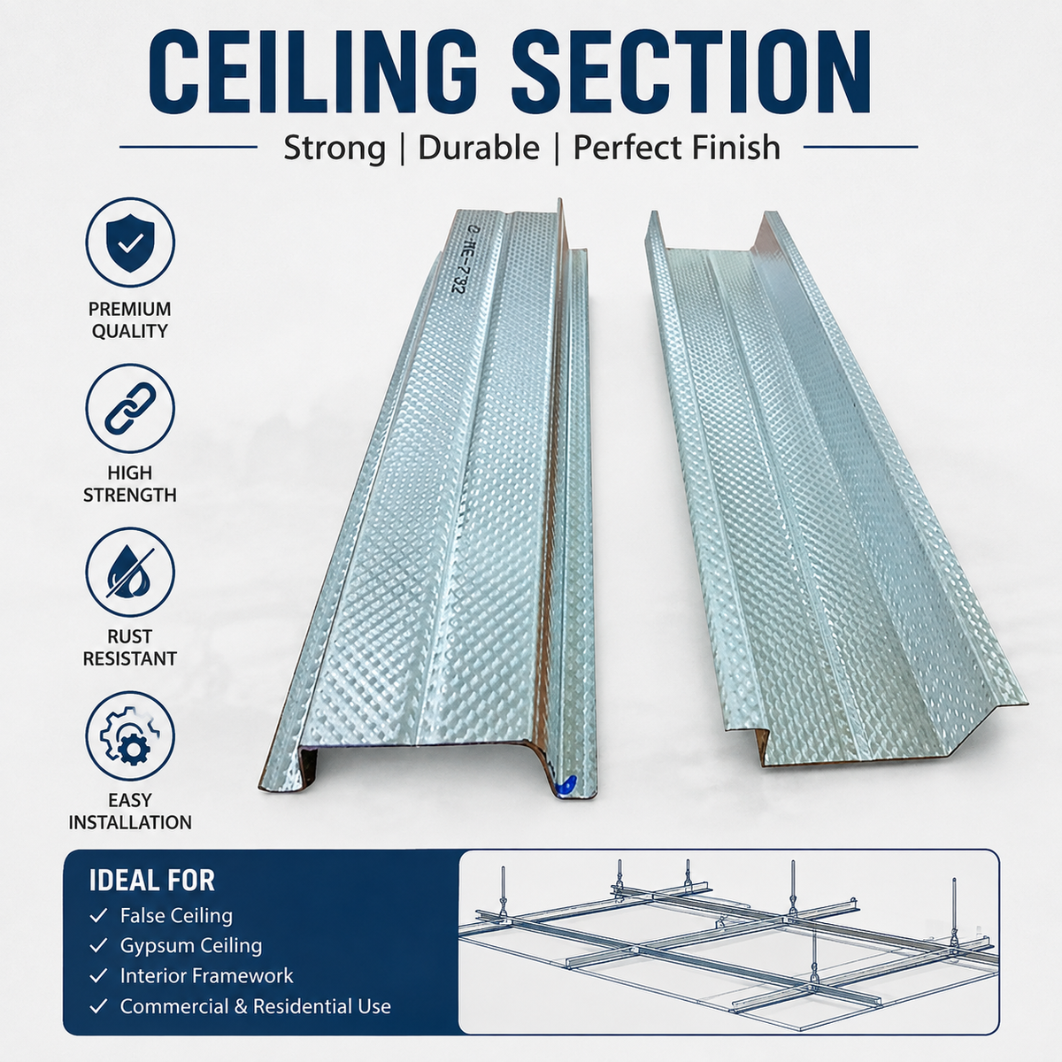 Ultra Ceiling Channel ( C Channel / Patti) 8 Feet Long