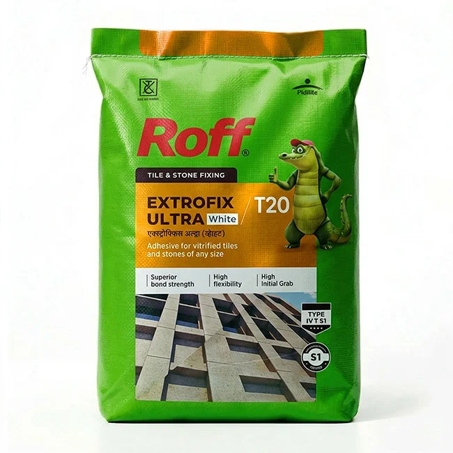 Roff T20 Extrofix Ultra Tile Adhesive, White, 20 Kg Bag