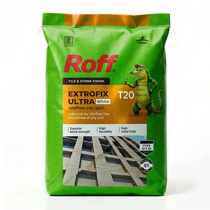 Roff T20 Extrofix Ultra Tile Adhesive, White, 20 Kg Bag