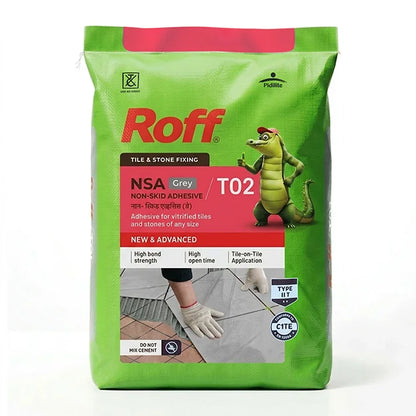 Roff T02 NSA Tile Adhesive, Grey, 30 Kg Bag