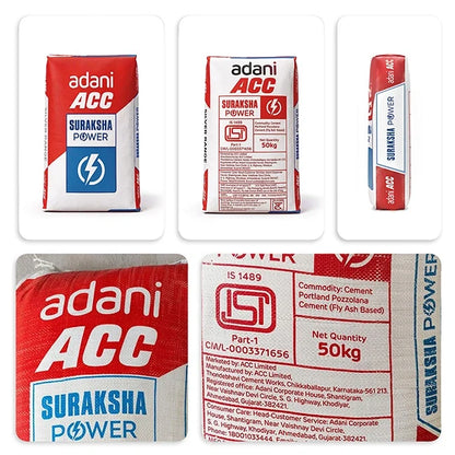 Adani ACC Suraksha Power PPC Cement, 50 Kg Bag
