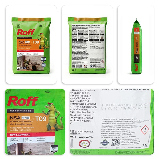 Roff T09 NSA Tile Adhesive, White, 20 Kg Bag