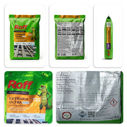 Roff T20 Extrofix Ultra Tile Adhesive, White, 20 Kg Bag
