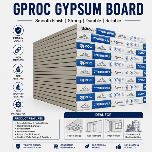 St Gobain Gyproc Gypsum Board (Size 6'X4', 12mm)