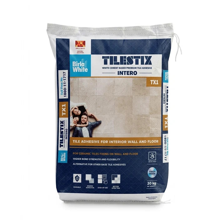 Birla White TX2 Tile Adhesive, White, 20 Kg Bag